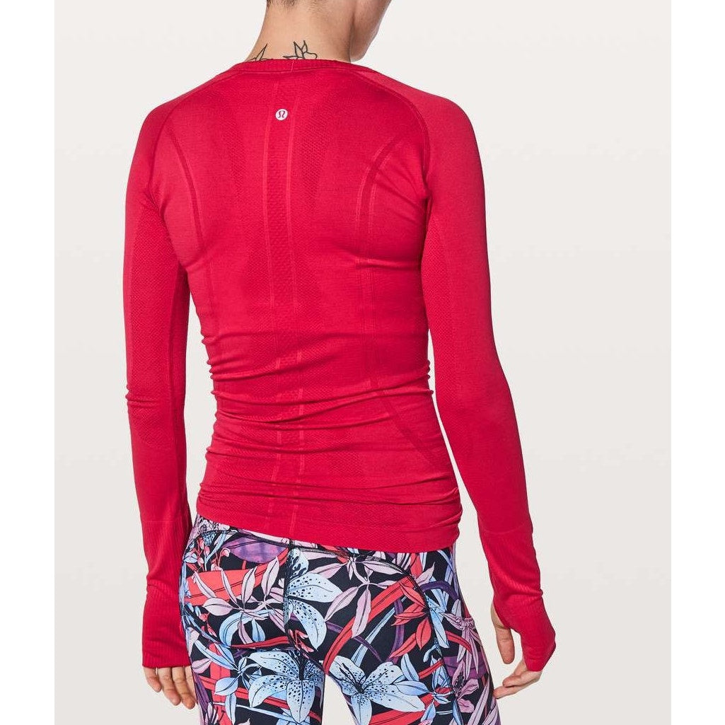 Lululemon Athletica Swiftly Tech Long Sleeve Crew T-Shirt Top Flamenco Red 6