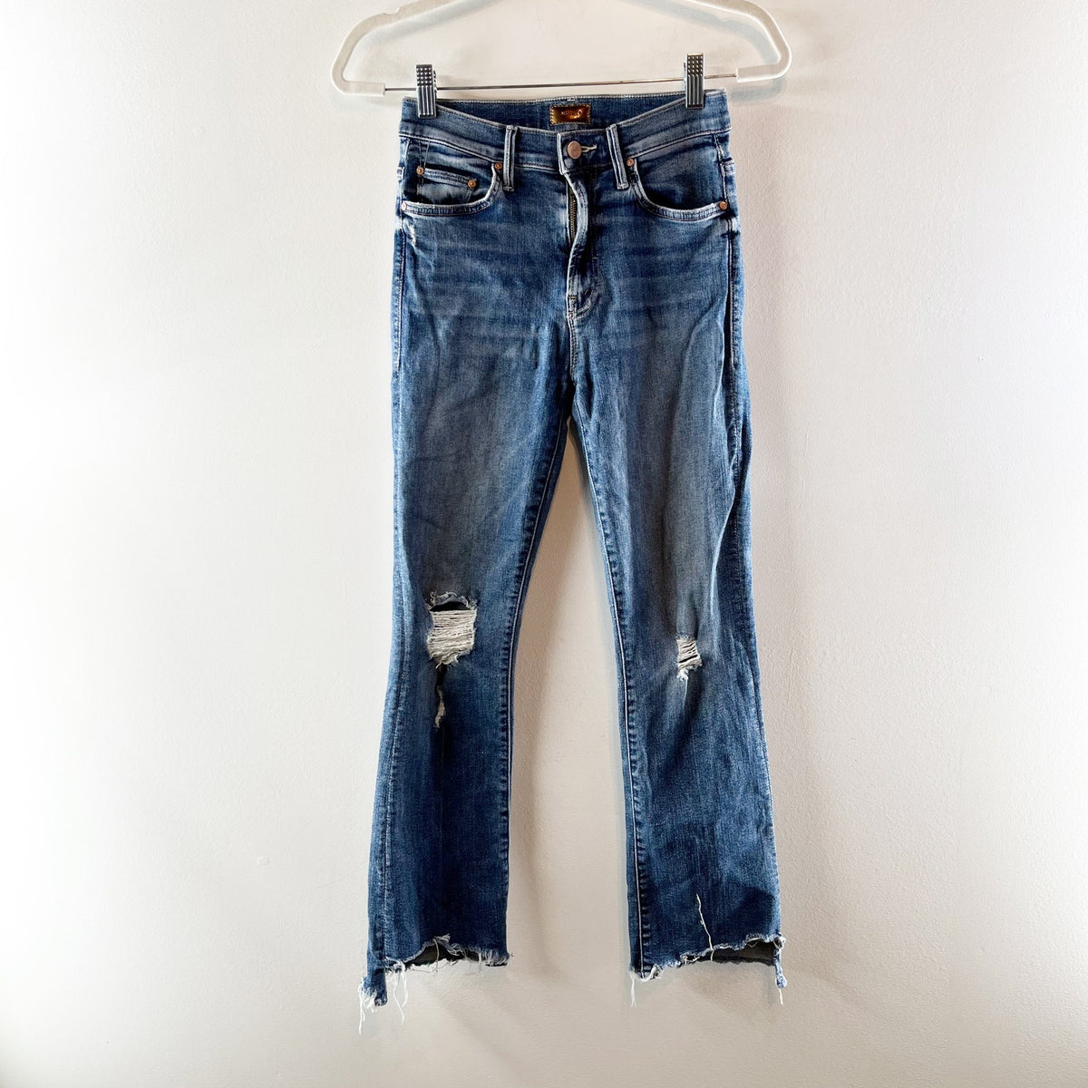 Mother The Insider High Waisted Crop Step Chew Hem Jeans Dancing On Coals 25