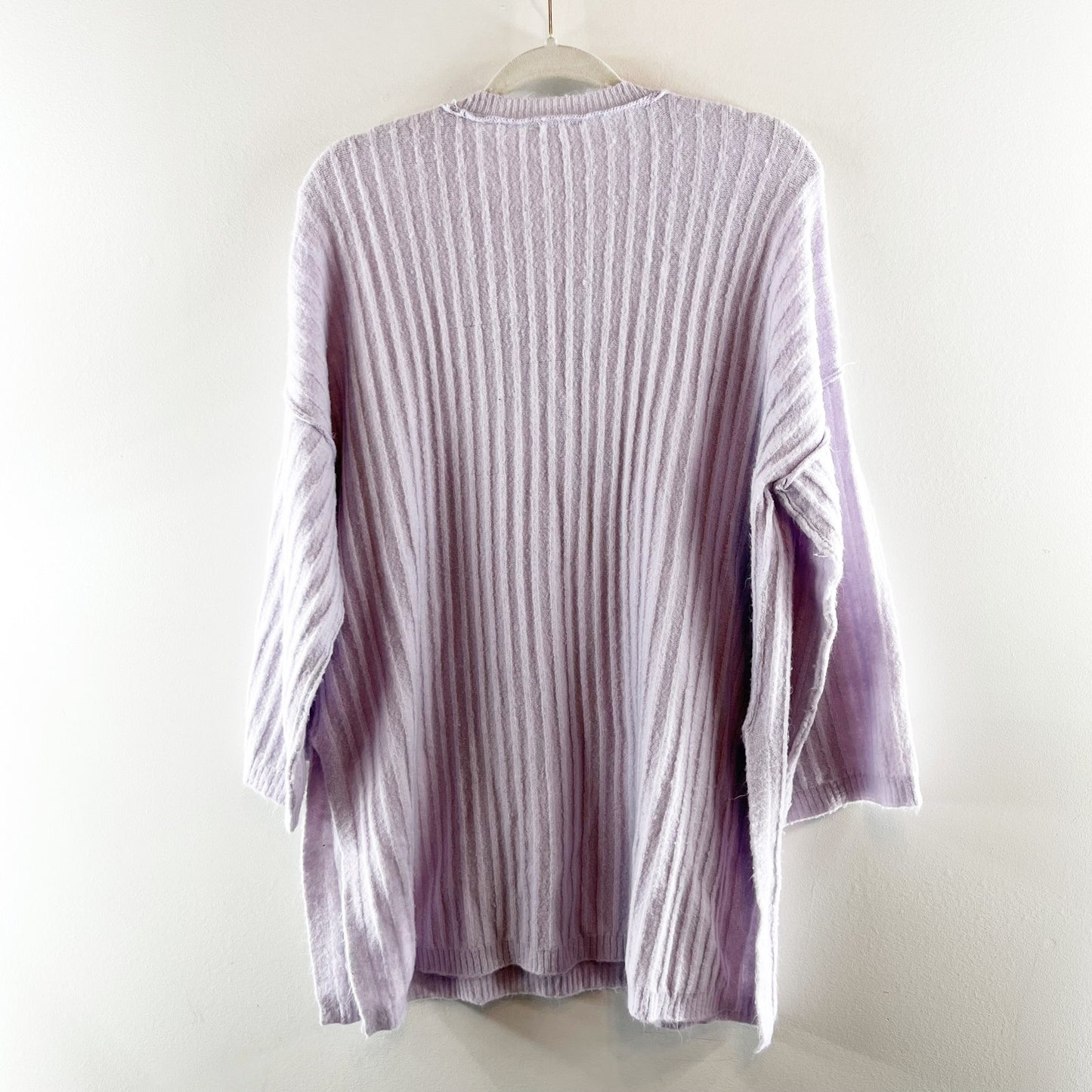 Free People Around the Clock Ribbed Long Sleeve Tunic Sweater Lilac Purple XS
