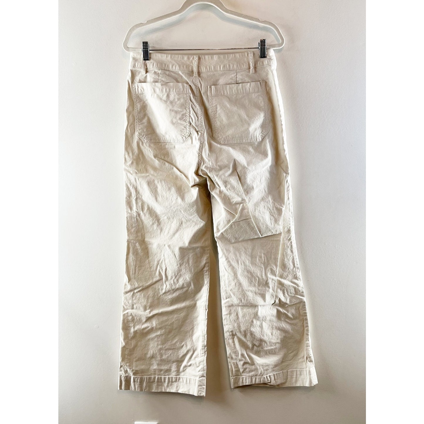 J. Crew Lizzie Wide Leg High Rise Linen Blend Chino Pants Trousers Cream 30