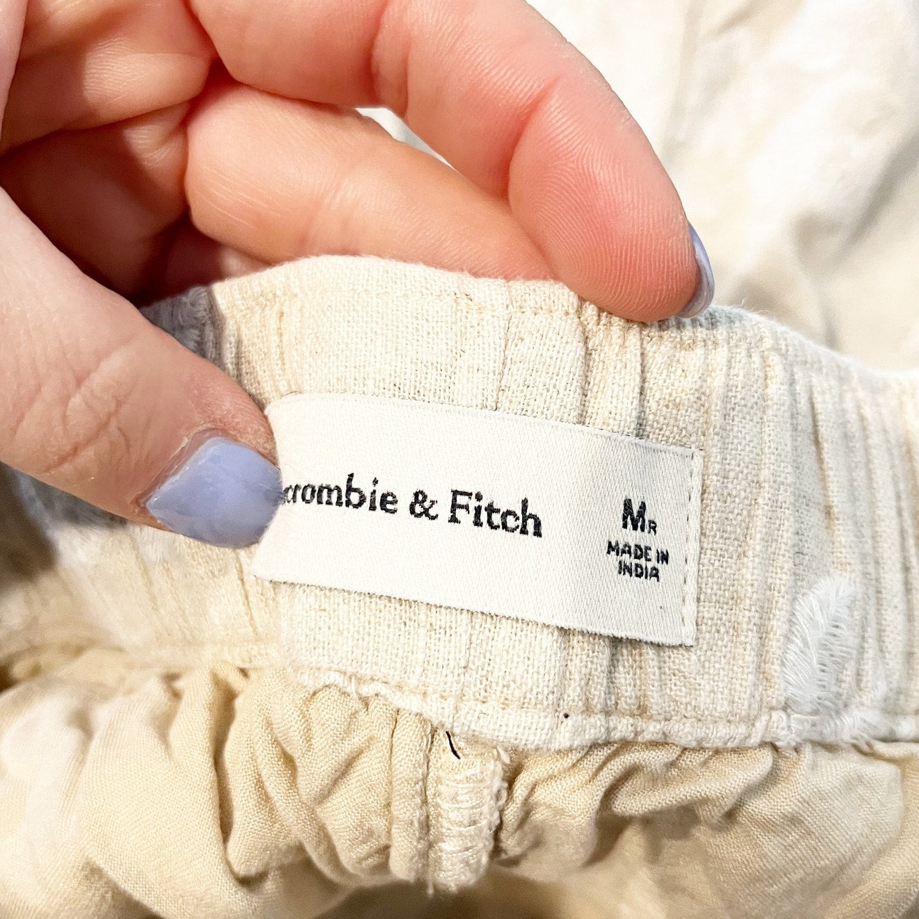 Abercrombie & Fitch Linen Blend Elastic Waist Floral Shorts Tan Medium