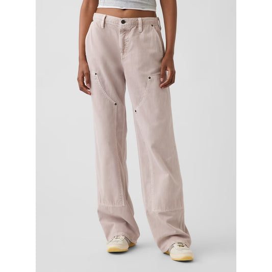 GAP Low Rise '90s Loose Double-Knee Carpenter Pants Cobblestone Beige 0 Petite