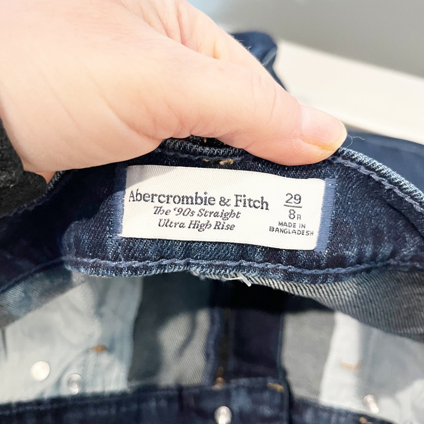 Abercrombie & Fitch The '90s Straight Ultra High Rise Straight Leg Jeans Blue 8
