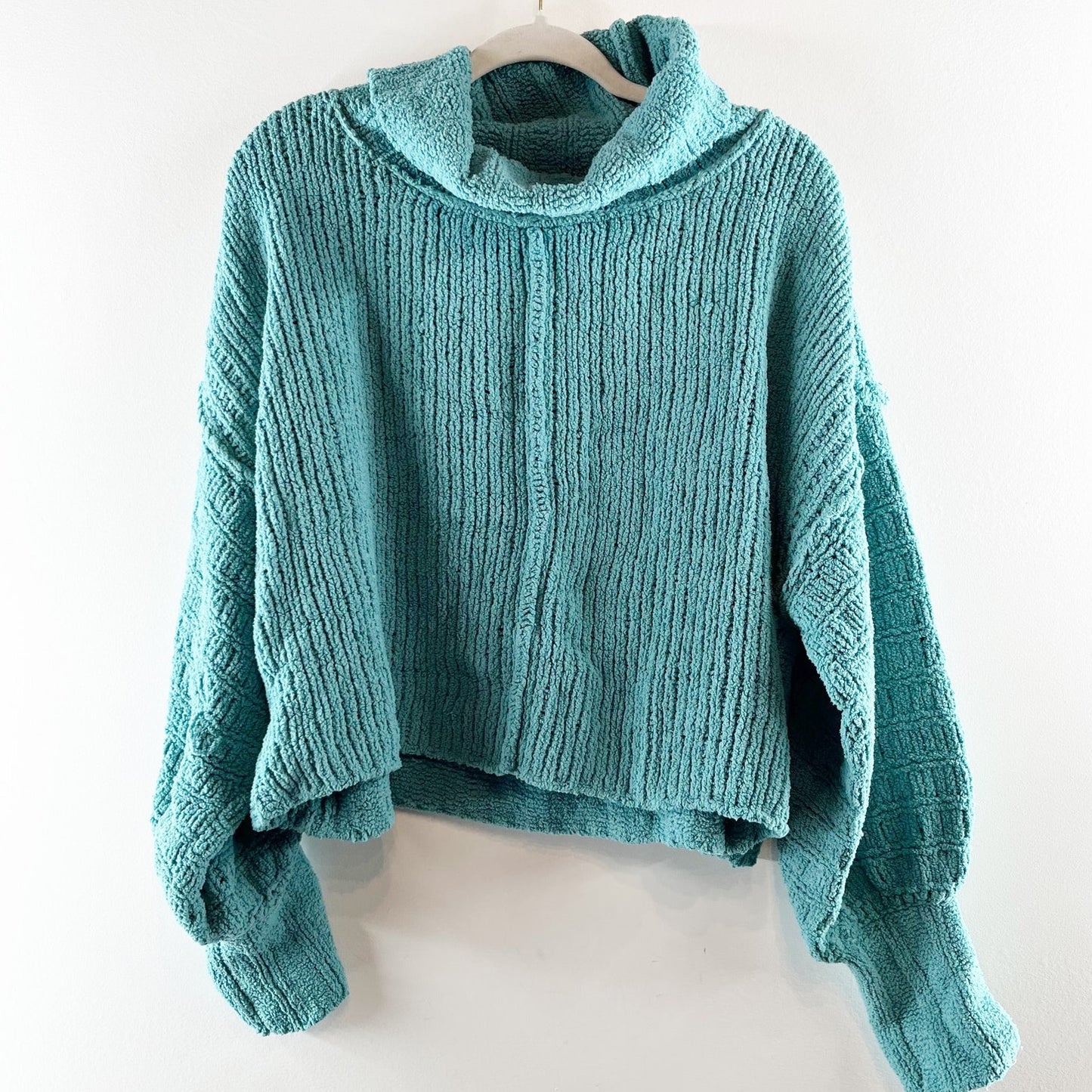 Free People Be Yours Fun Cowl Neck Boxy Sweater Green Large