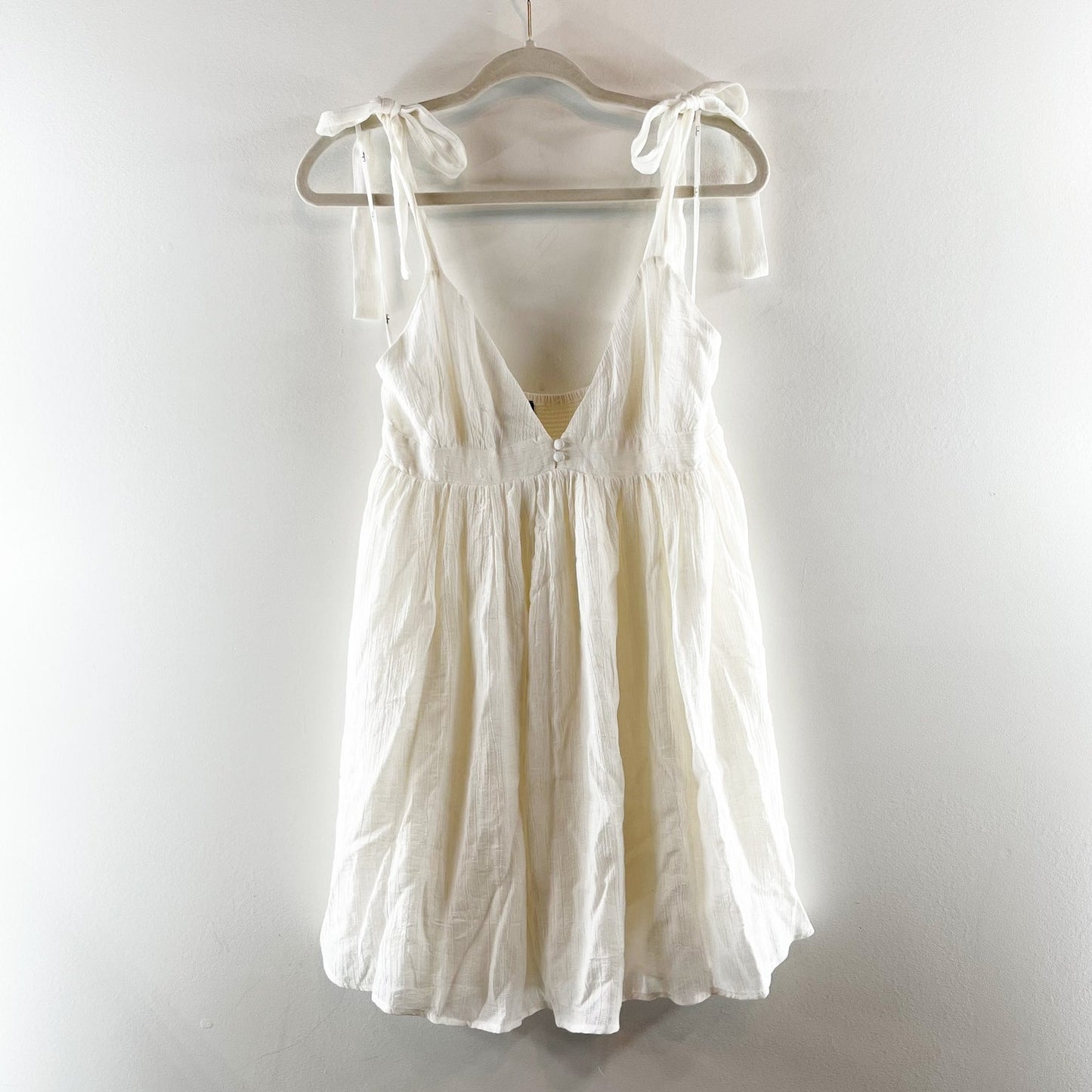 Lulus Delightfully Dainty White Tie-Strap Babydoll Mini Dress White Medium