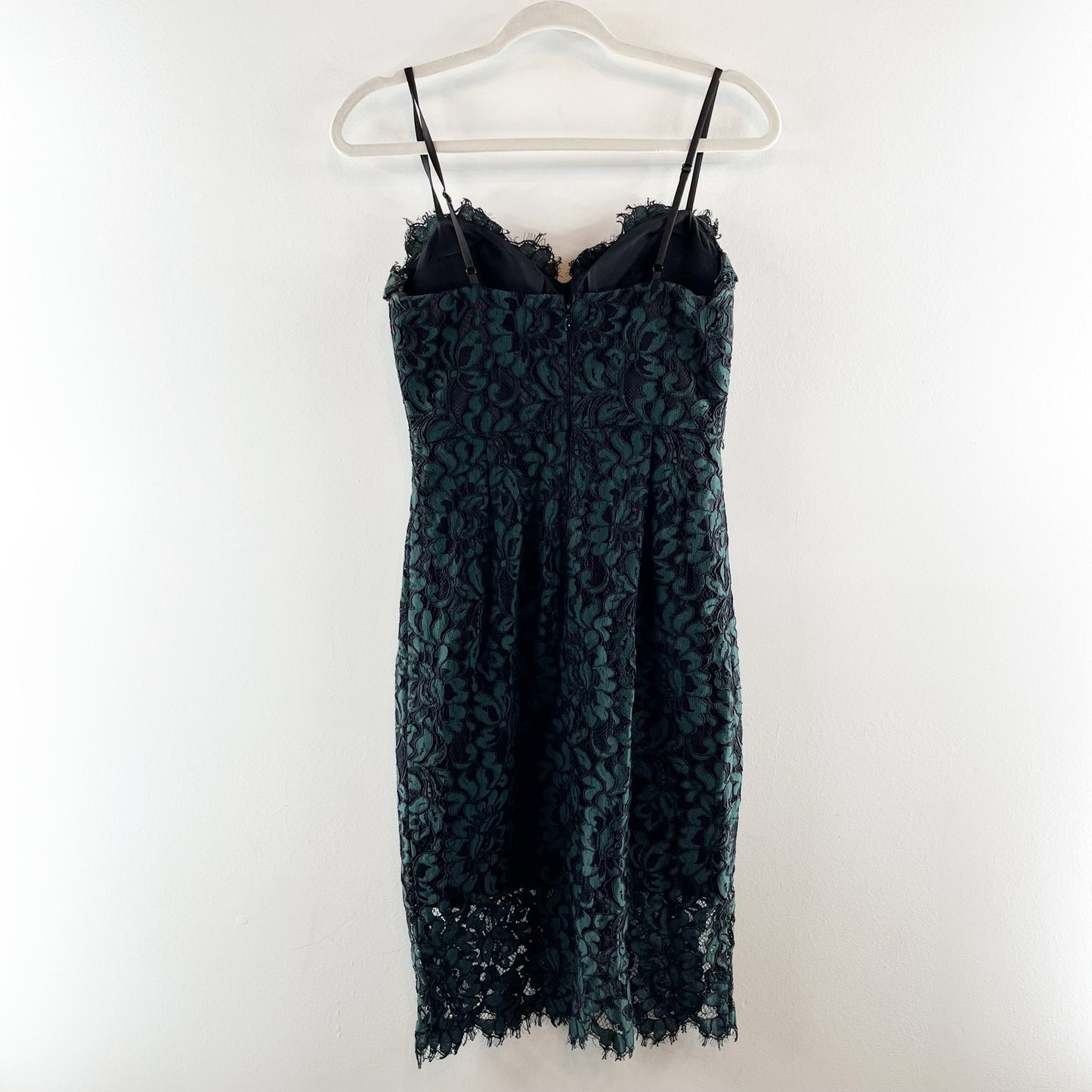 Eliza J Sweetheart Neckline Lace Mini Dress Green Black 2