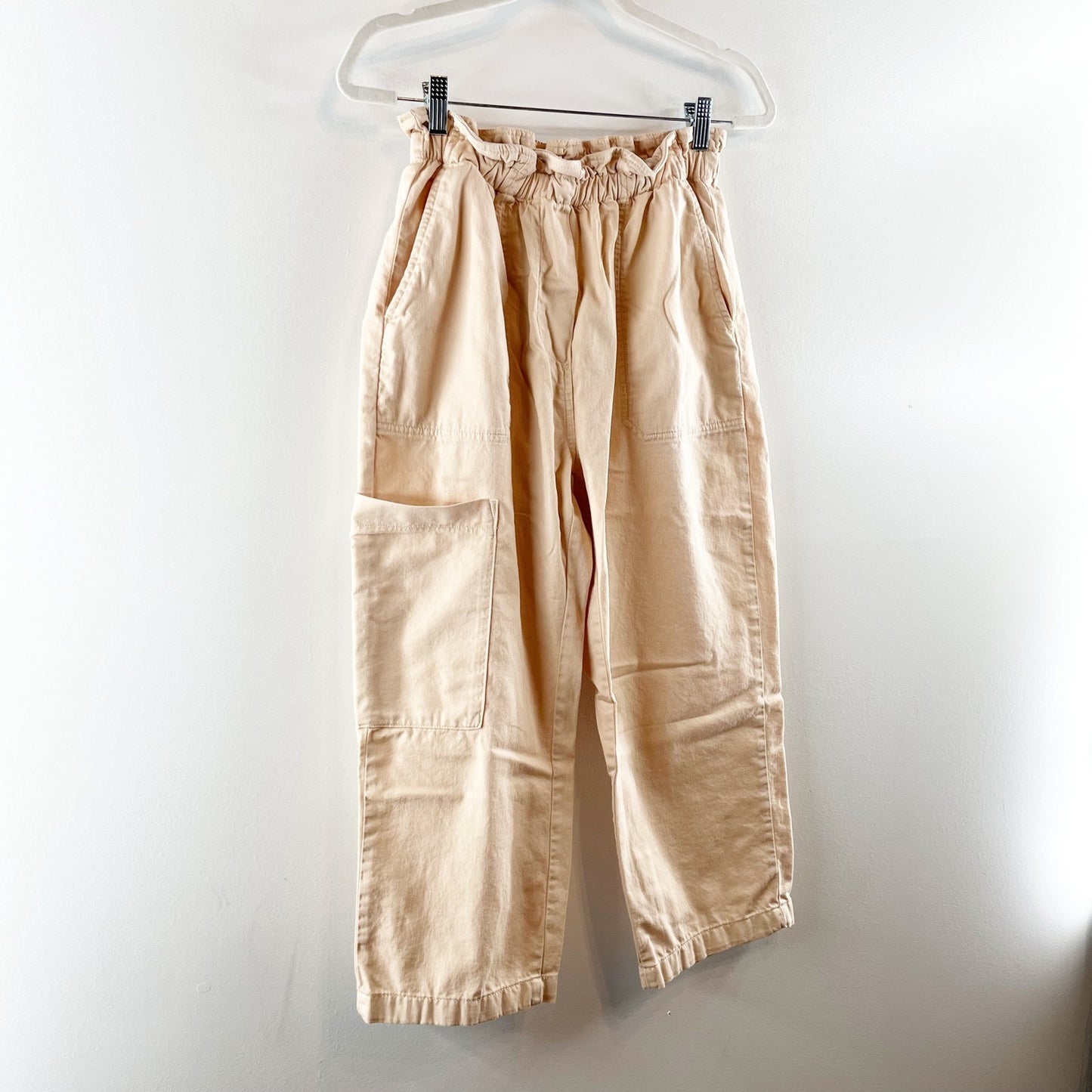 Anthropologie High Rise Paperbag Cropped Utility Pants Tan Khaki XS