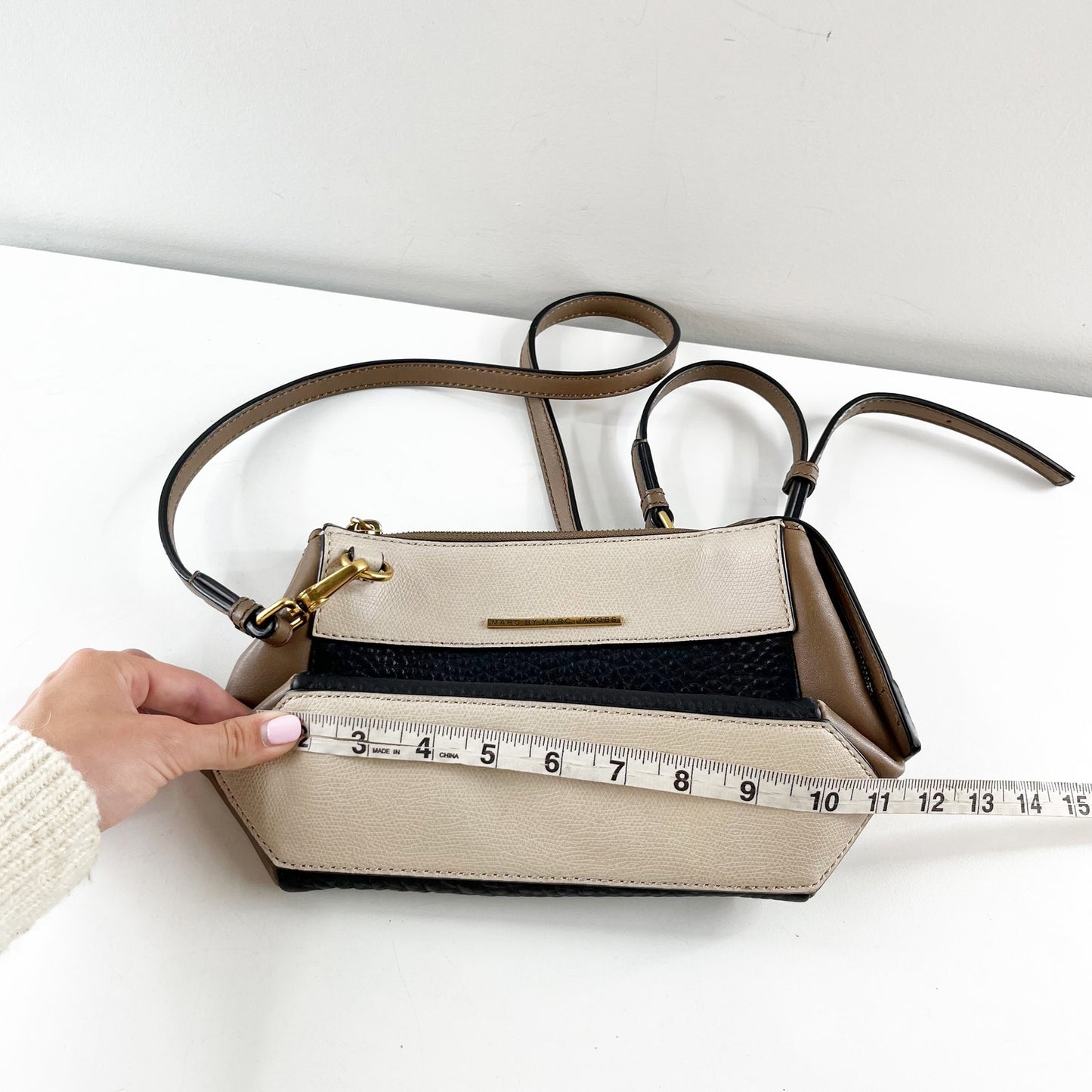 Marc by Marc Jacobs Shelter Island Colorblock Pebble Leather Crossbody Bag Tan