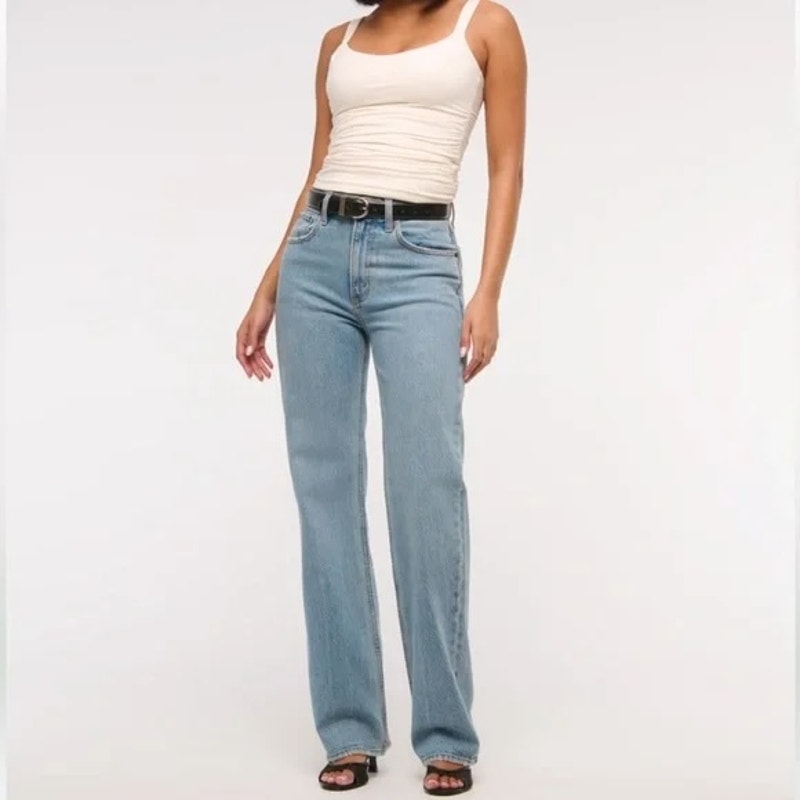 Abercrombie The 90's Relaxed Straight Leg Jeans High Rise Blue 6 / 28