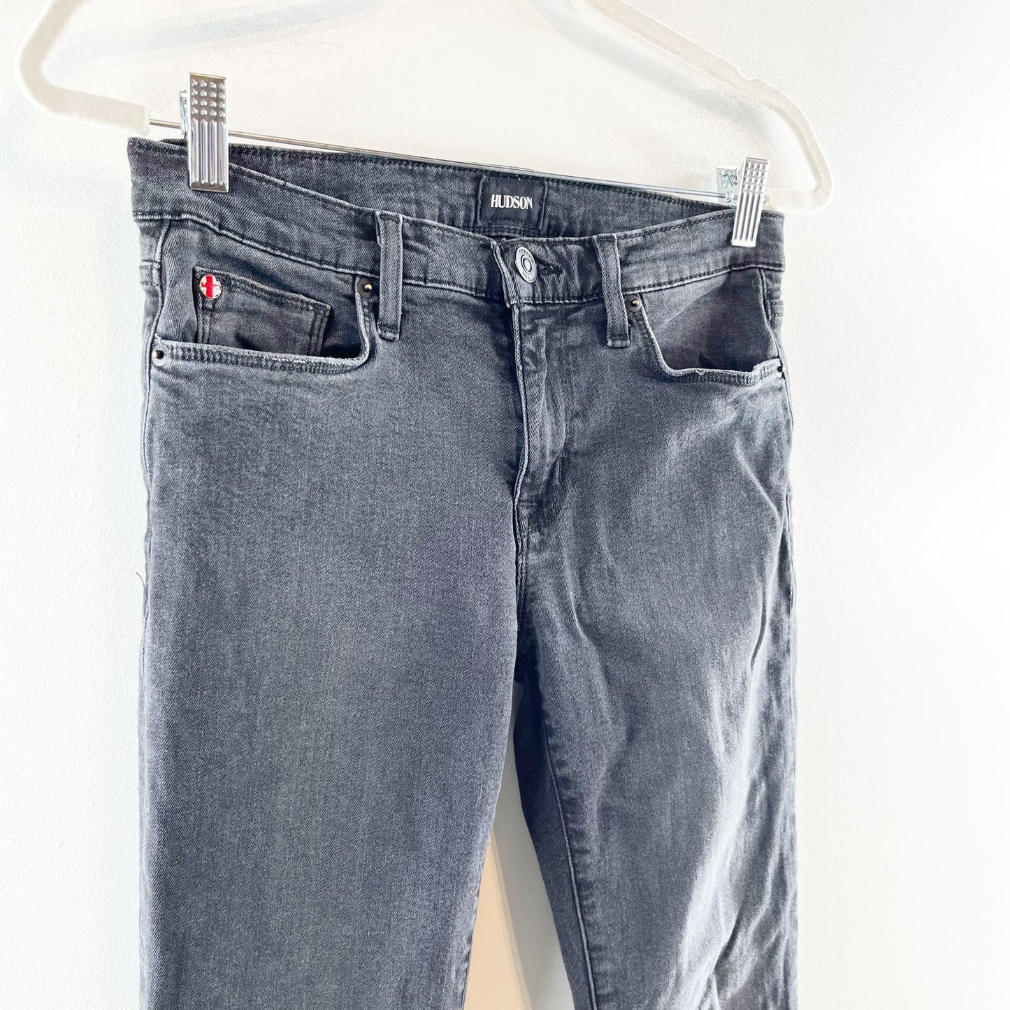 Hudson Natalie Mid Rise Bootcut Cropped Jeans Elise Wash Black  27 / 4