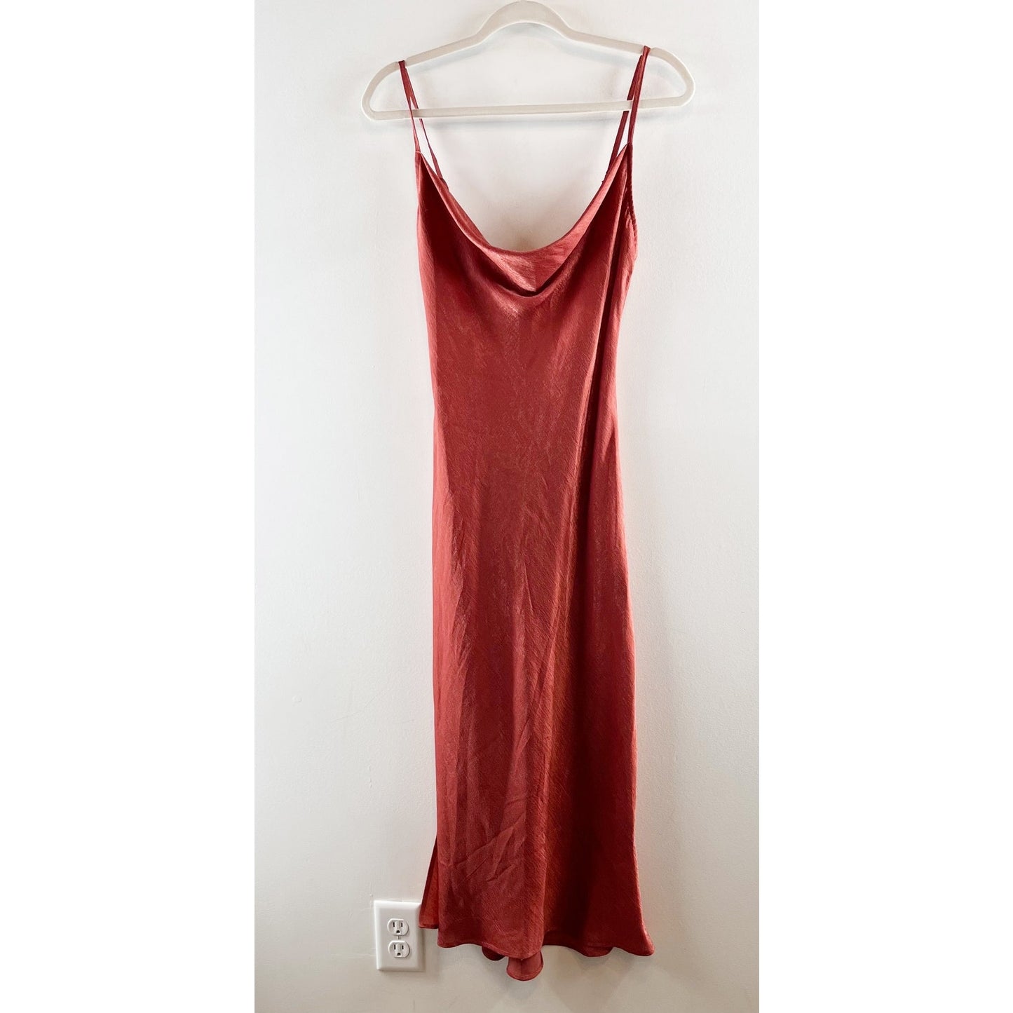Hutch Anthropologie Sleeveless Cowl Neck Midi Slip Dress Rust Red Petite Small