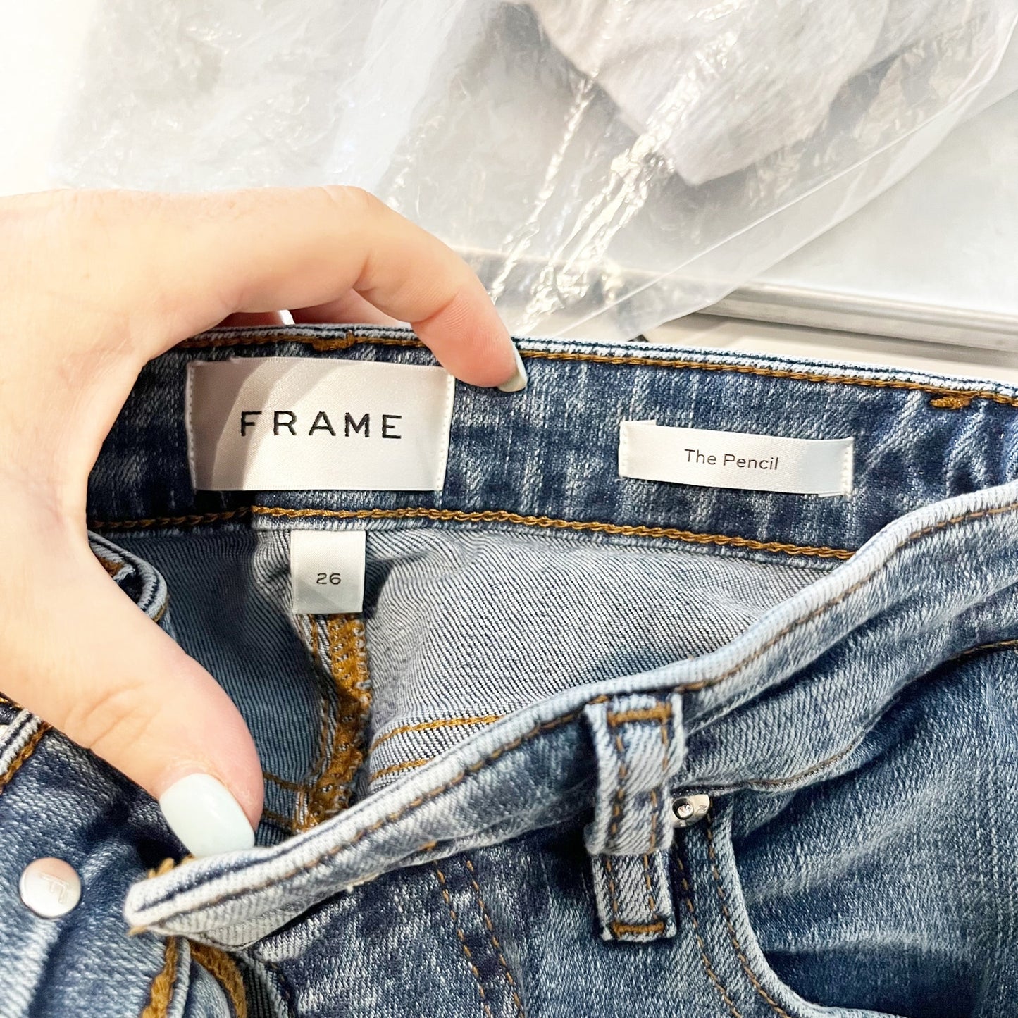 FRAME The Pencil High Waisted Straight Leg Ankle Jeans Blue 26