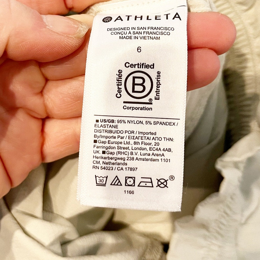 Athleta Trekkie High Rise Parachute Wide Leg Pants Cream Light Green 6