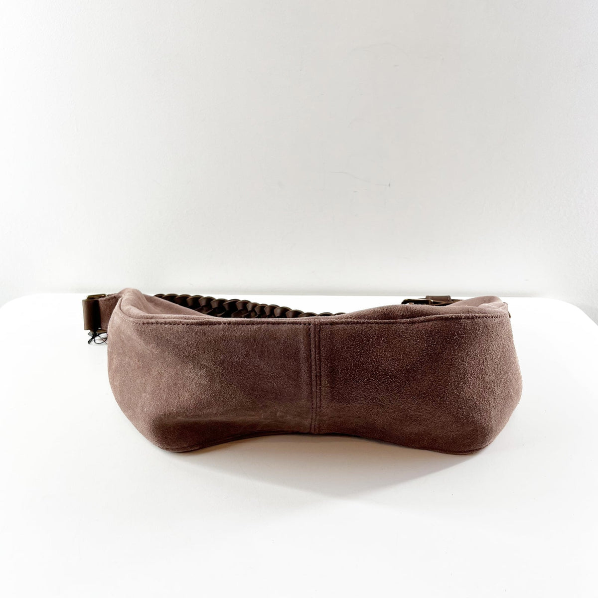 Parker Clay Slouchy Crescent-Shaped Brown Suede Hobo Shoulder Handbag