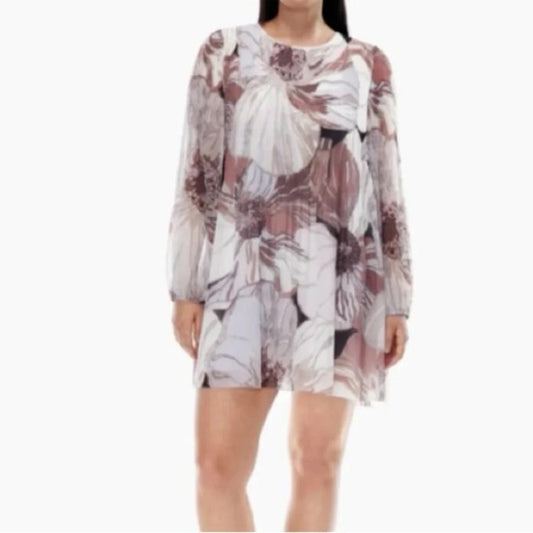 Aritzia Wilfred Daydreamer Long Sleeve Pleated Mini Dress Pink Purple Medium