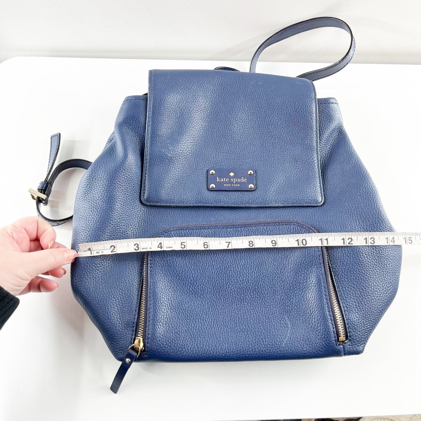 Kate Spade New York Remington Pebbled Leather Backpack Navy Blue