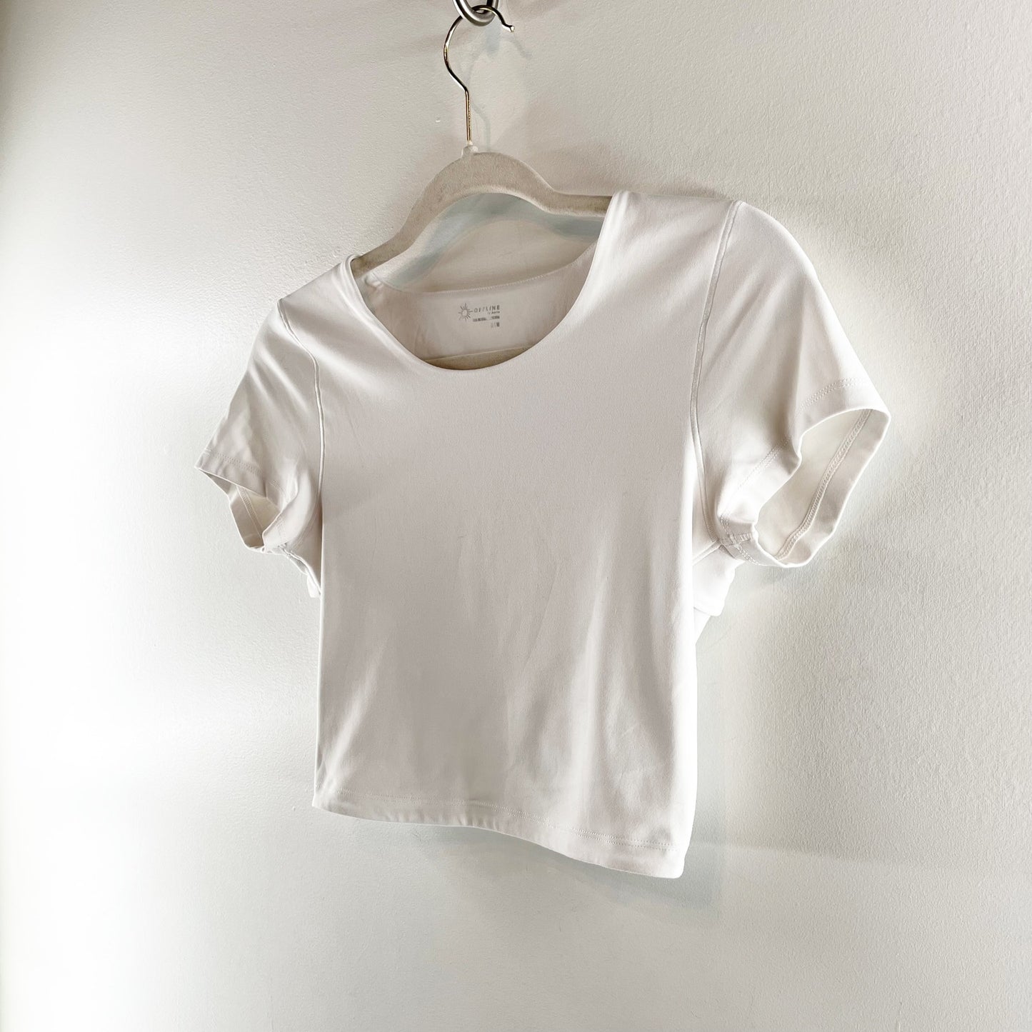 OFFLINE By Aerie Real Me Xtra Twist Back Short Sleeve Cropped Tee White Medium