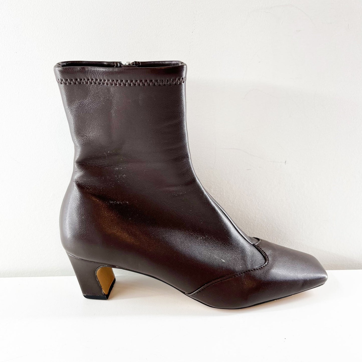 Steve Madden Jeter Sock Ankle Booties Kitten Heel Boots Brown 8