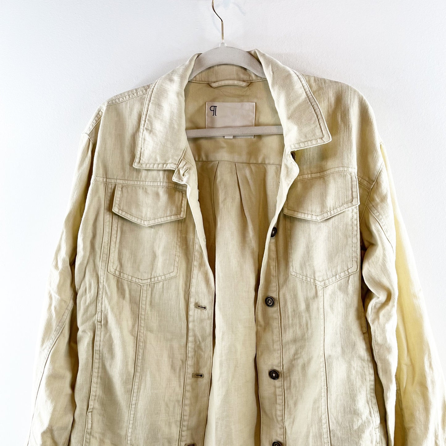 Pilcro Anthropologie Long Sleeve Button Up Denim Shirt Jacket Shacket Tan S