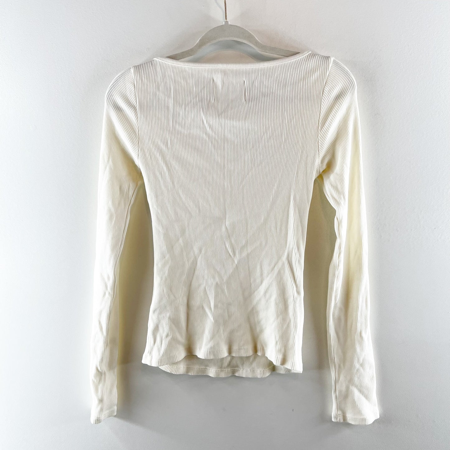 Citizens of Humanity Iris Cutout Ribbed Long Sleeve Tee Top Shirt White Small