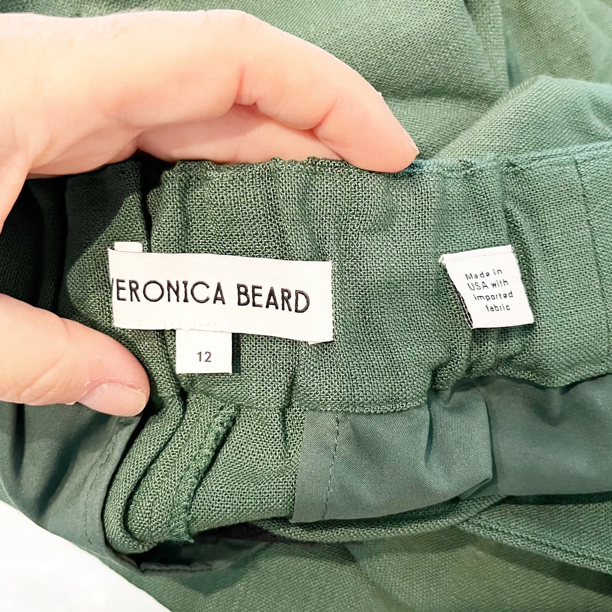 Veronica Beard Marbeau High Rise Wide Leg Trouser Pants Forest Green 12