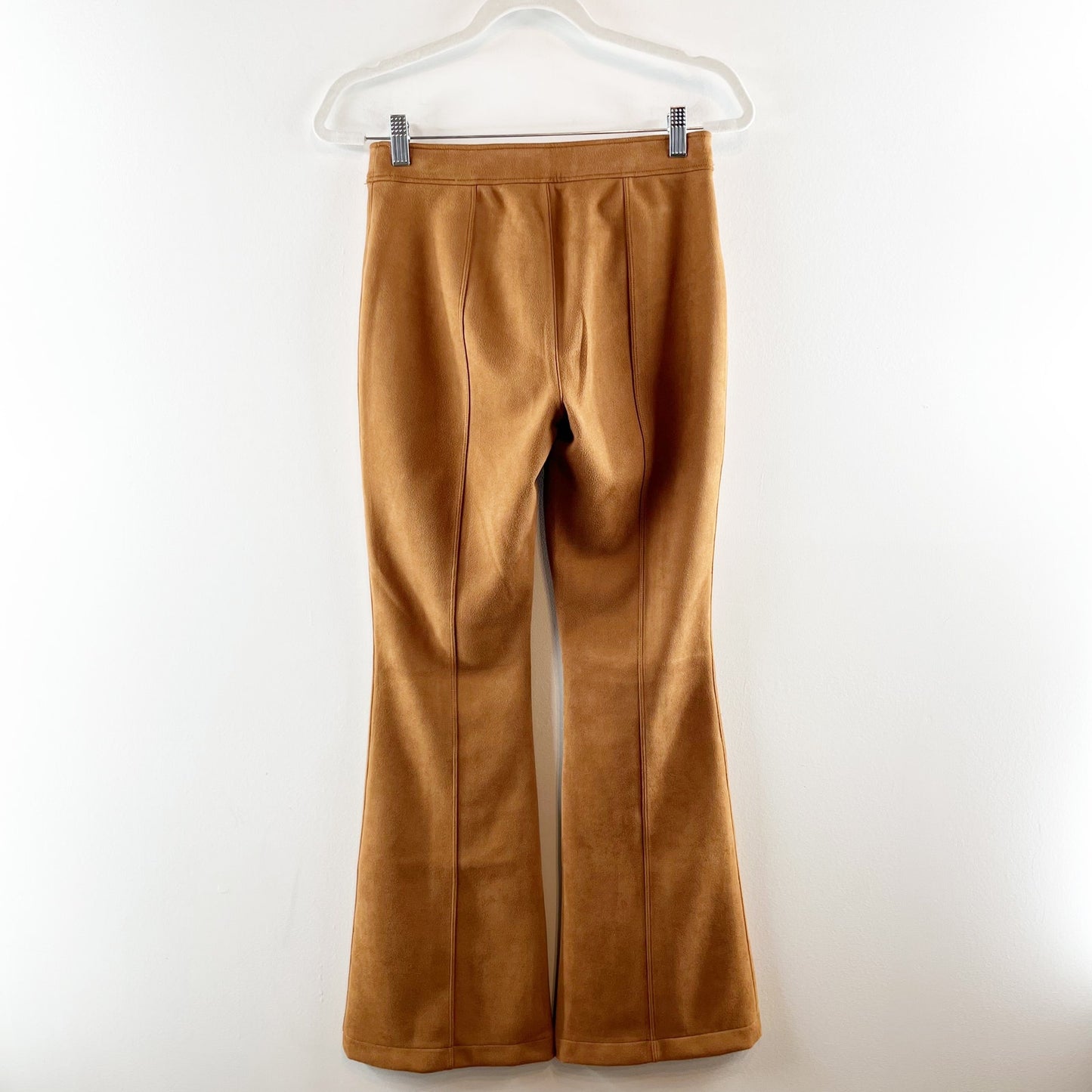 Spanx Faux Suede High Rise Flare Leg Pants in Rich Carmel Brown Medium