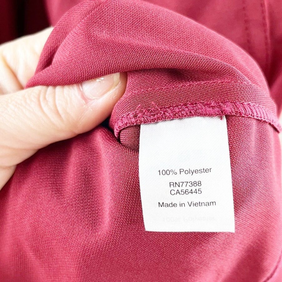 J. Crew Long Sleeve Belted Midi Shirt Dress Maroon Burgundy Red Medium Petite