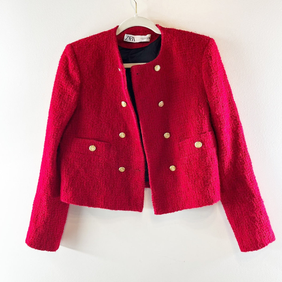 ZARA Long Sleeve Double Breasted Blazer Jacket Red XS