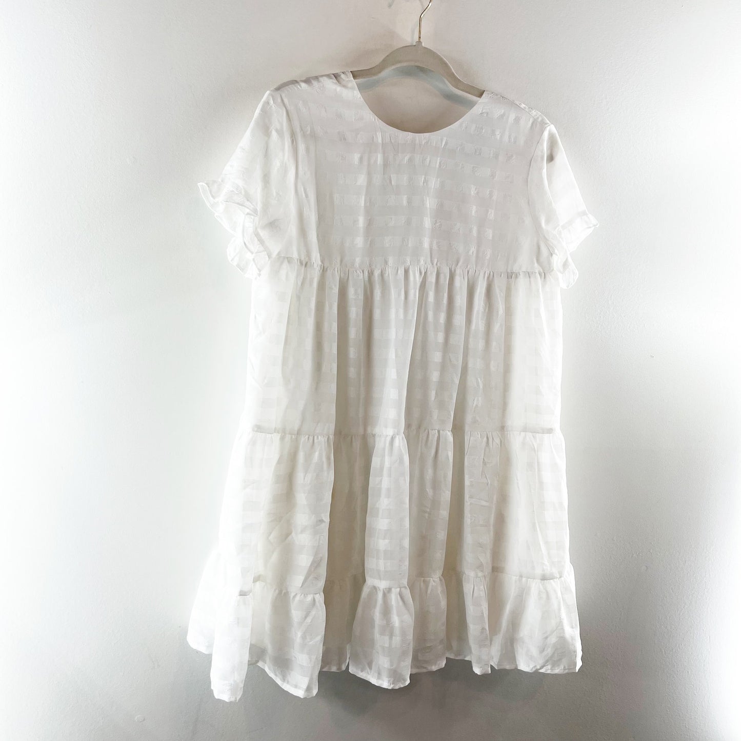 Hello Molly We Need Space Babydoll Tiered Mini Dress White 2