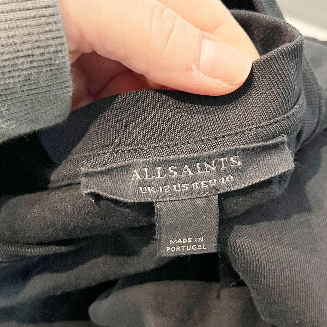 Allsaints Anna Crew Neck Short Sleeve Cotton Maxi T-Shirt Dress Black 8