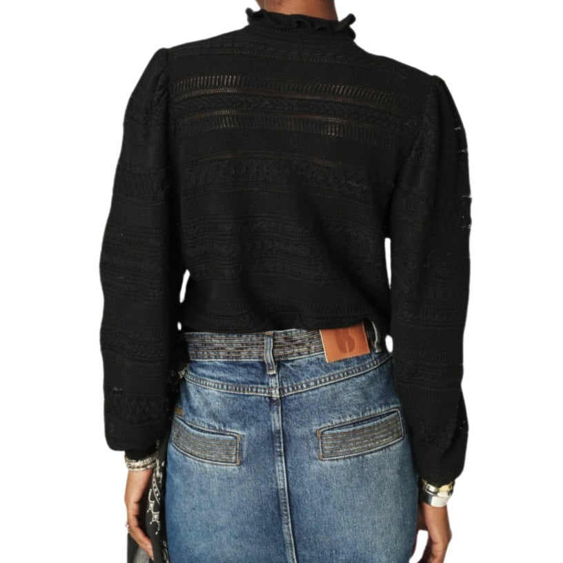 Ba&Sh Vinnie Lady Pullover Jumper Long Sleeve Sweater Black Small