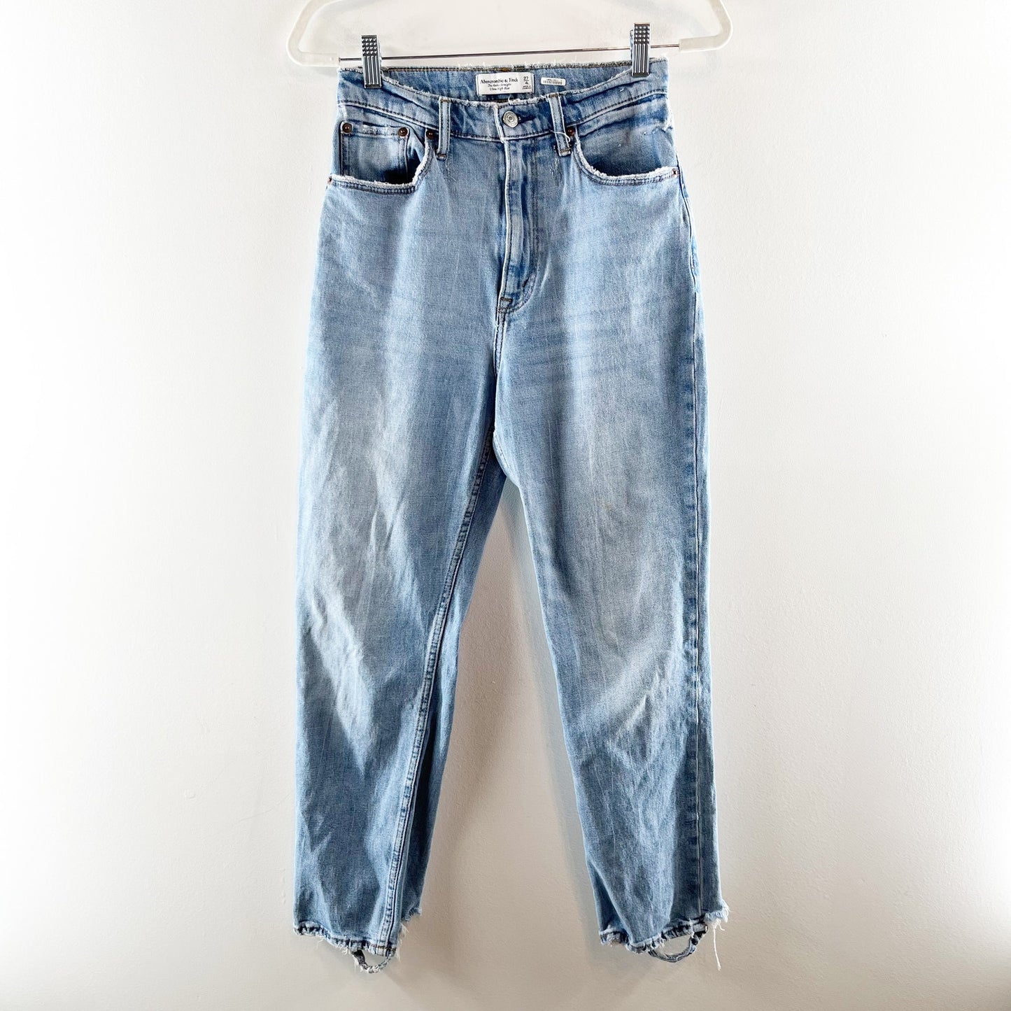 Abercrombie The Ankle Straight Ultra High Rise Curve Love Jeans Blue 4 Long