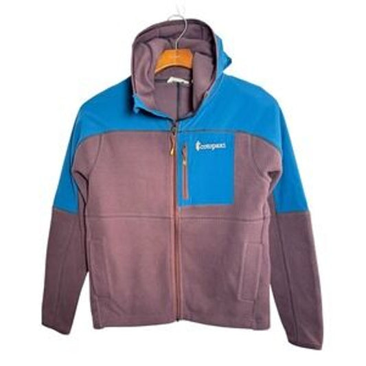 Cotopaxi Abrazo Hooded Full Zip Fleece Jacket Brown Blue XS
