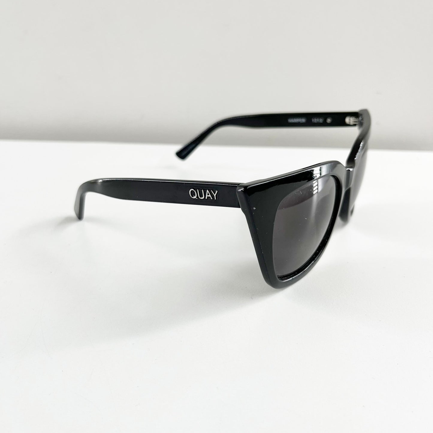 Quay Australia Harper Shiny Black Frame Smoke Lens Cat-Eye Sunglasses