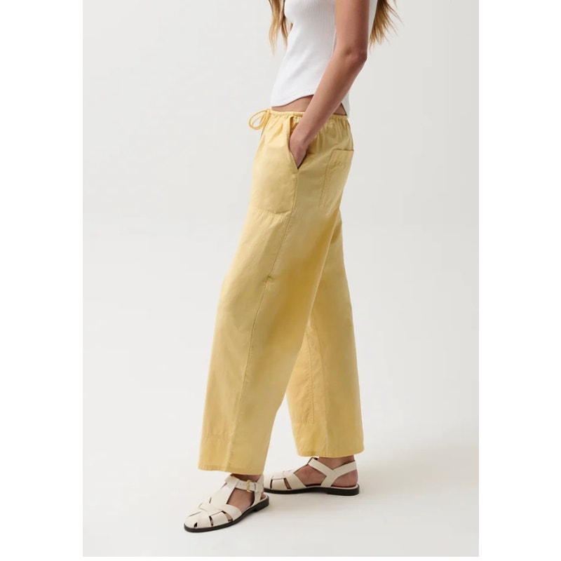 Pistola Theo Pull On Poplin Cotton Relaxed Fit Pants Light Tumeric Golden Yellow
