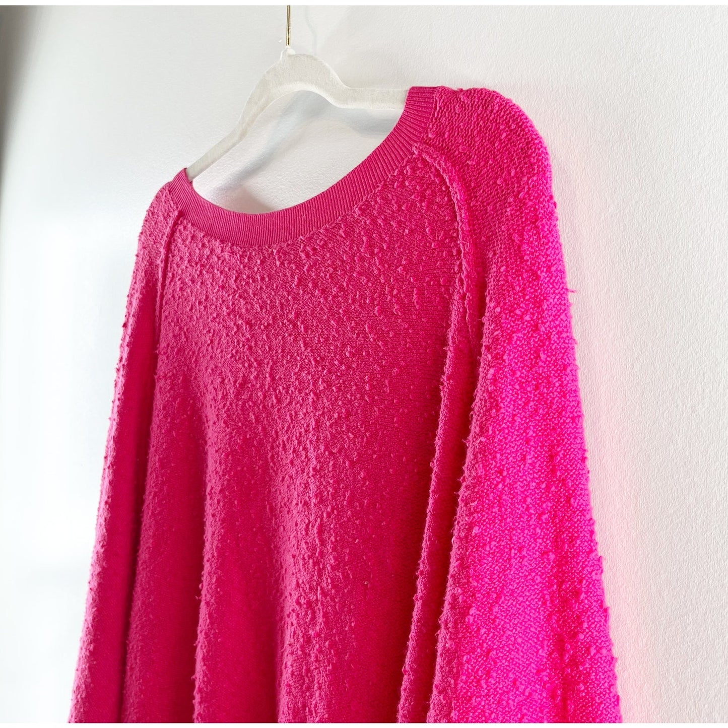 Free People Found My Friend Pullover Popcorn Oversized Sweater Pink Small