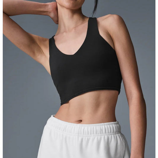 Alo Yoga Airbrush Real V-Neck Bra Tank Top Black Small