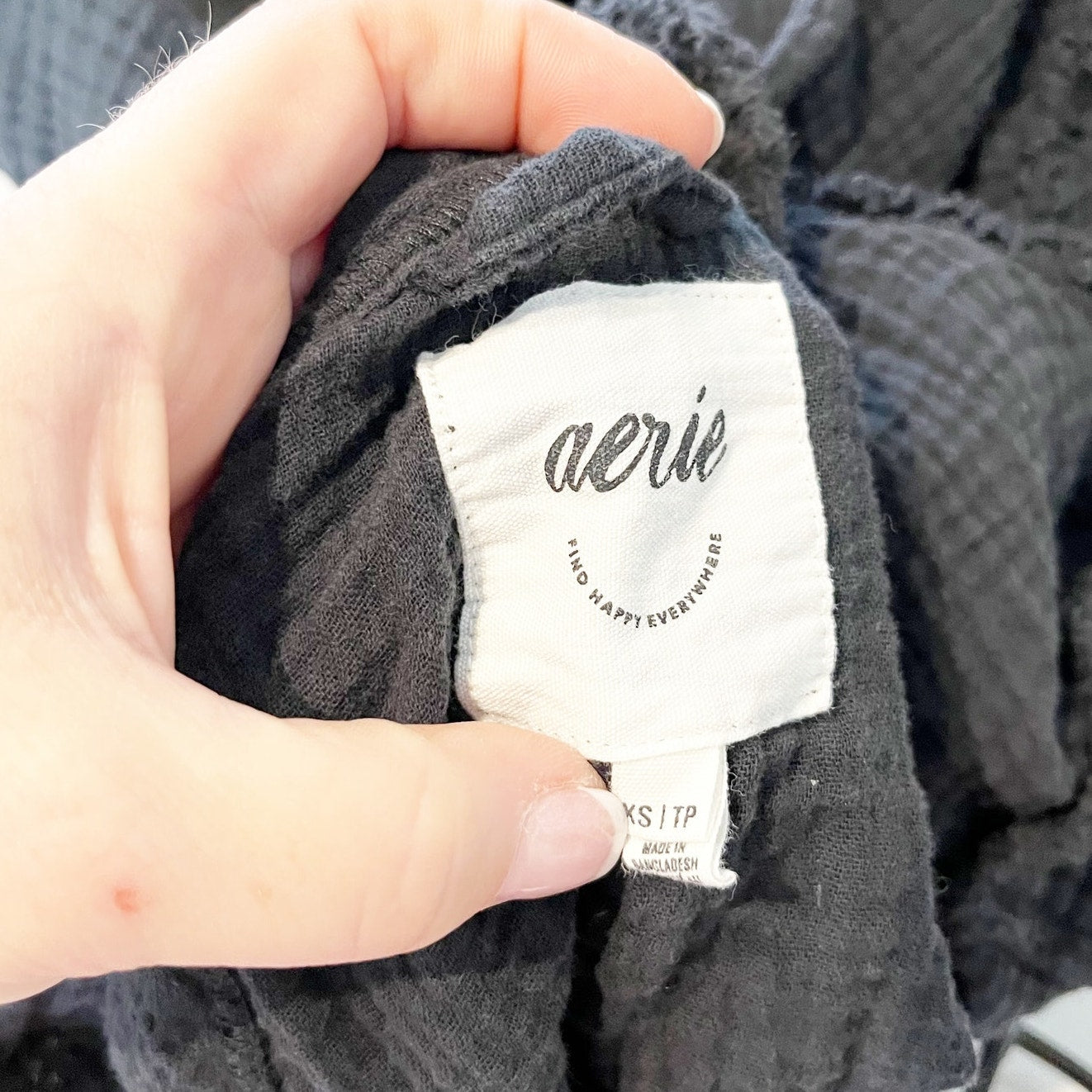 Aerie Pool To Party Long Sleeve Gauzy Tunic Button Down Shirt Black XS