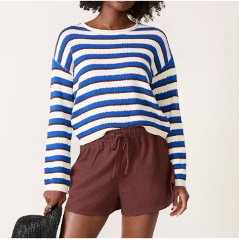 Z Supply x Evereve Prado Striped Crewneck Sweater White Blue XS
