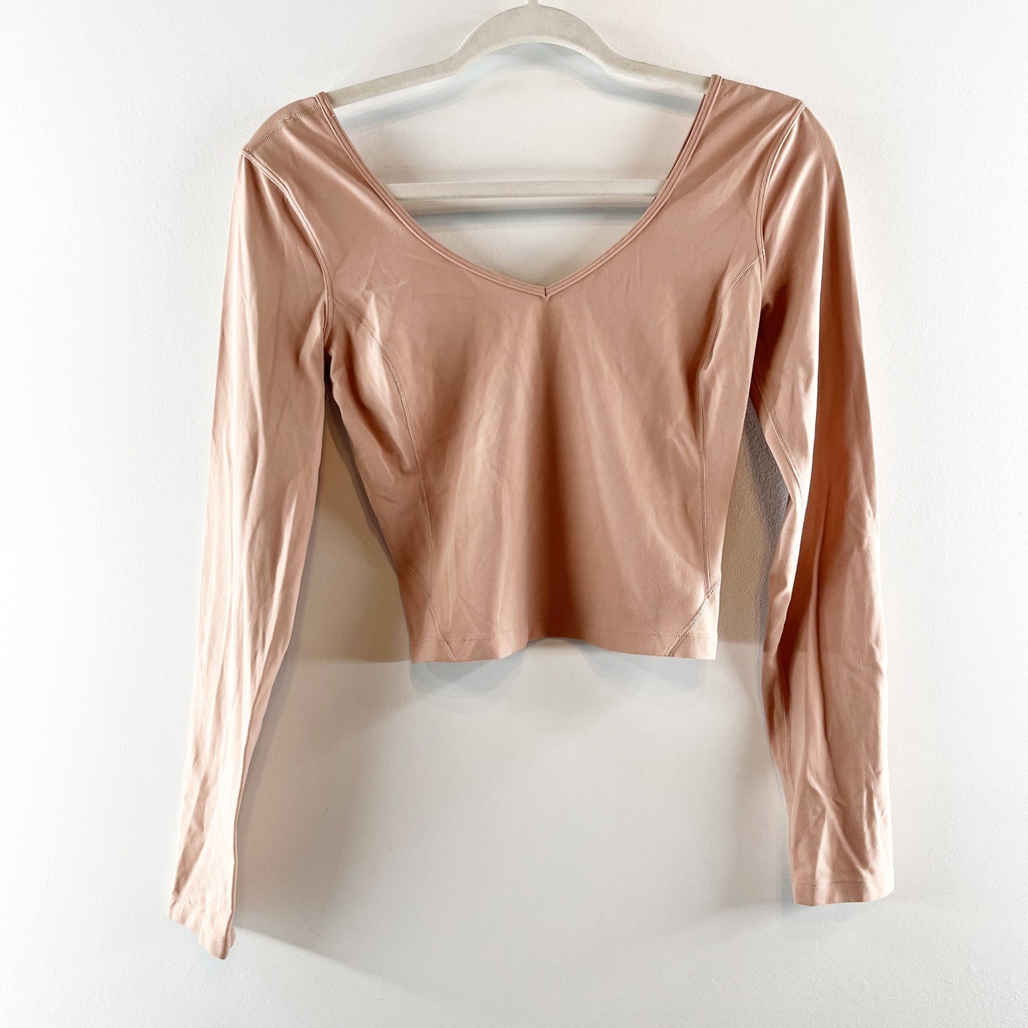 Lululemon Align Long Sleeve Cropped V Neck Top Shirt Pink Clay 4