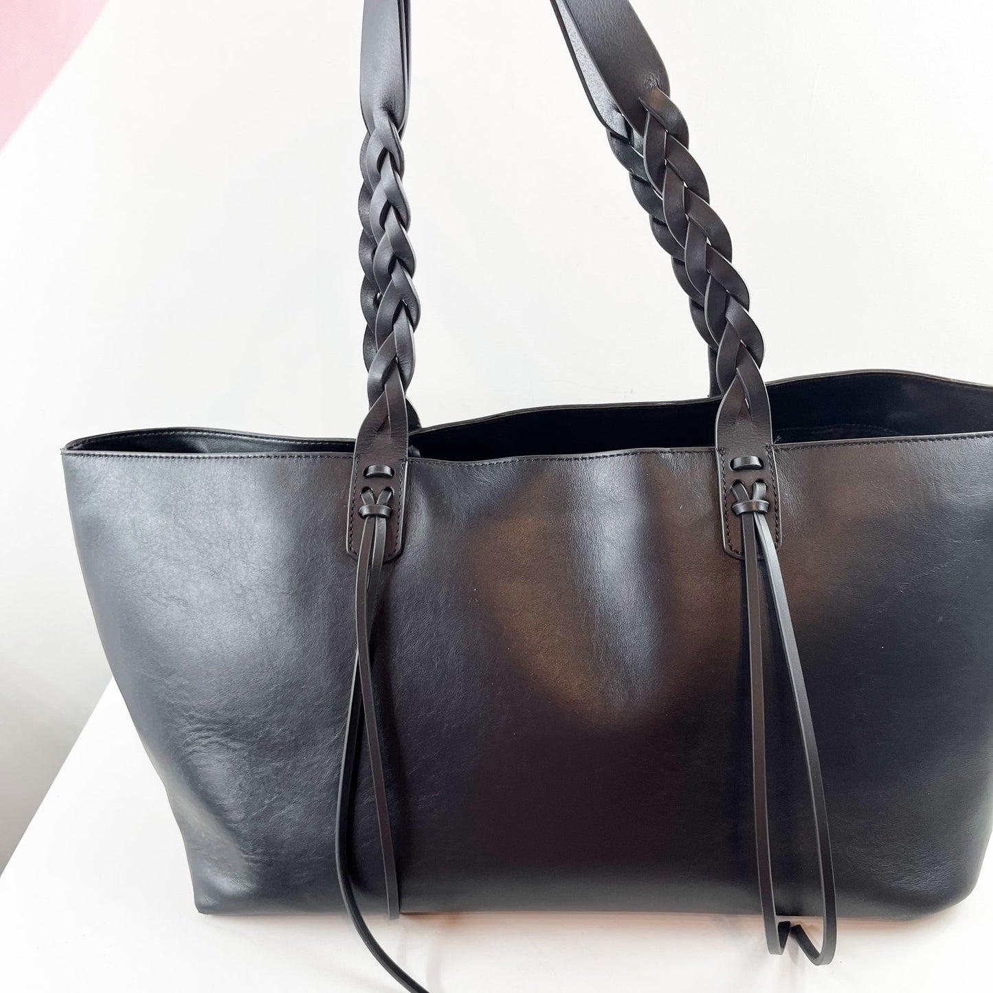 Banana Republic Leather East-West Tote Bag Purse Black Large