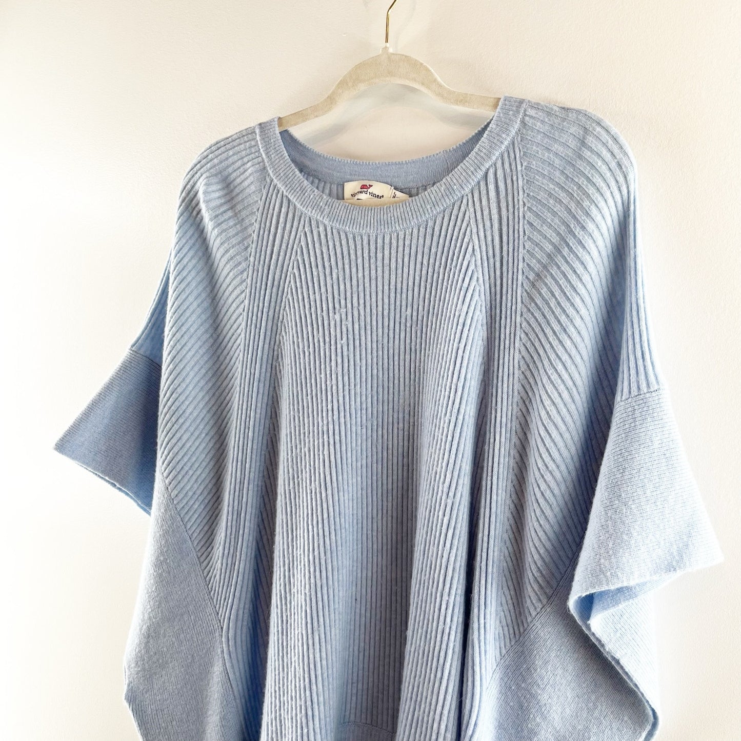 Vineyard Vines Short Sleeve Poncho Cape Sweater Blue XS / S