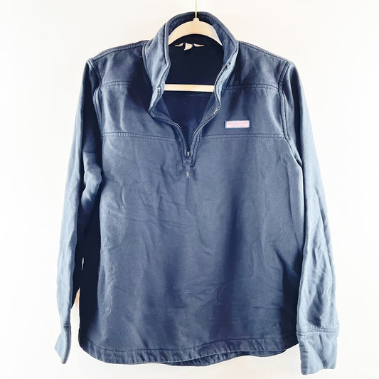 Vineyard Vines Long Sleeve Cotton Shep 1/2 Zip Pullover Sweatshirt Black Large