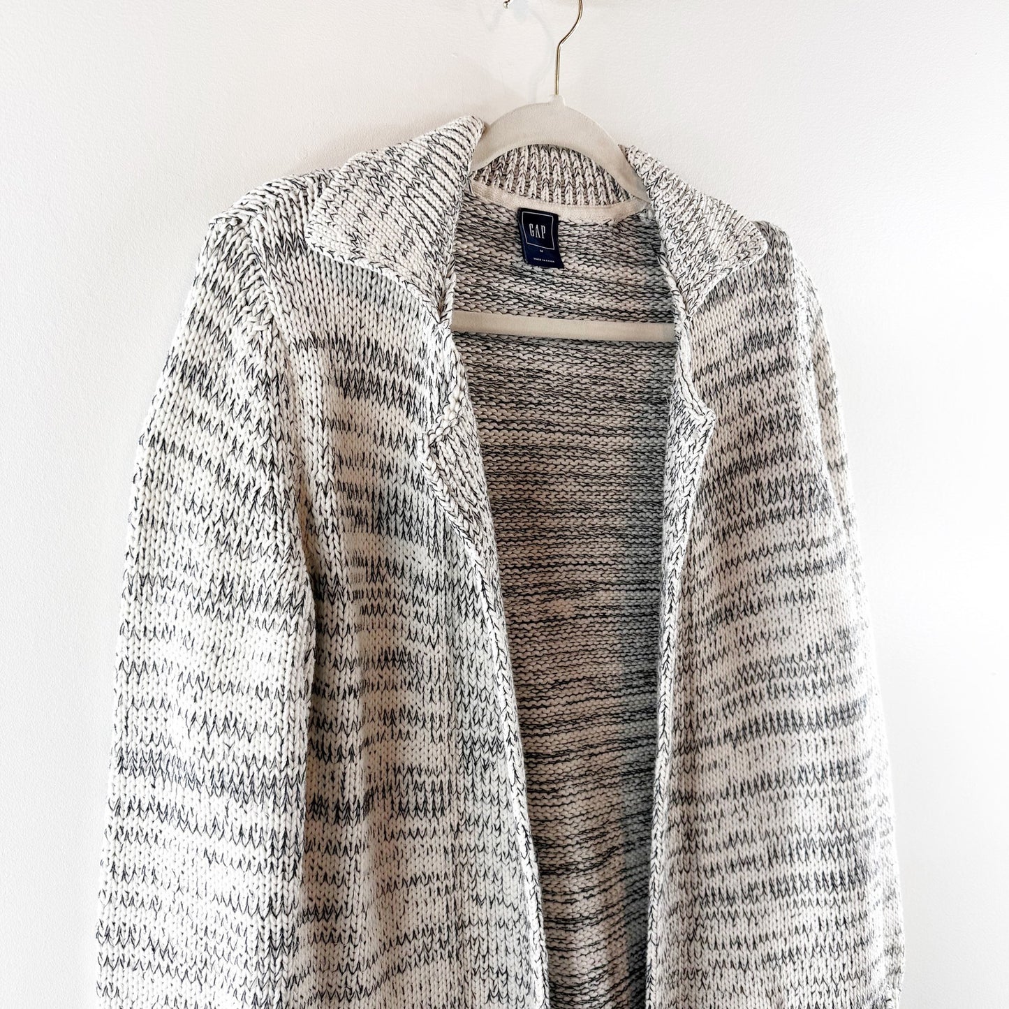 GAP Marled Knit Long Sleeve Open Cardigan Sweater Gray Medium