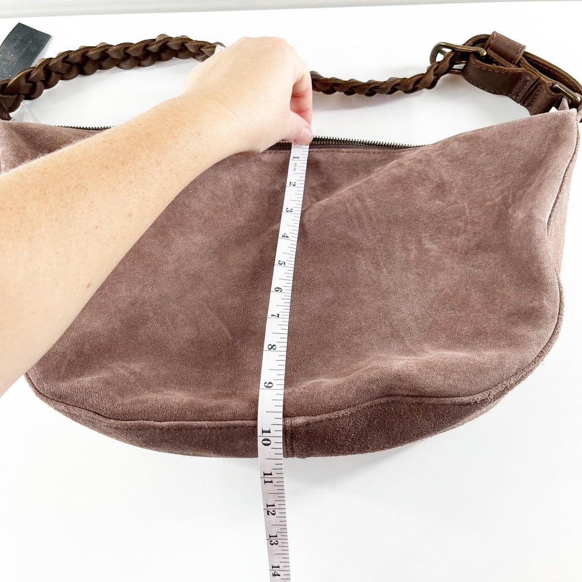 Parker Clay Slouchy Crescent-Shaped Brown Suede Hobo Shoulder Handbag