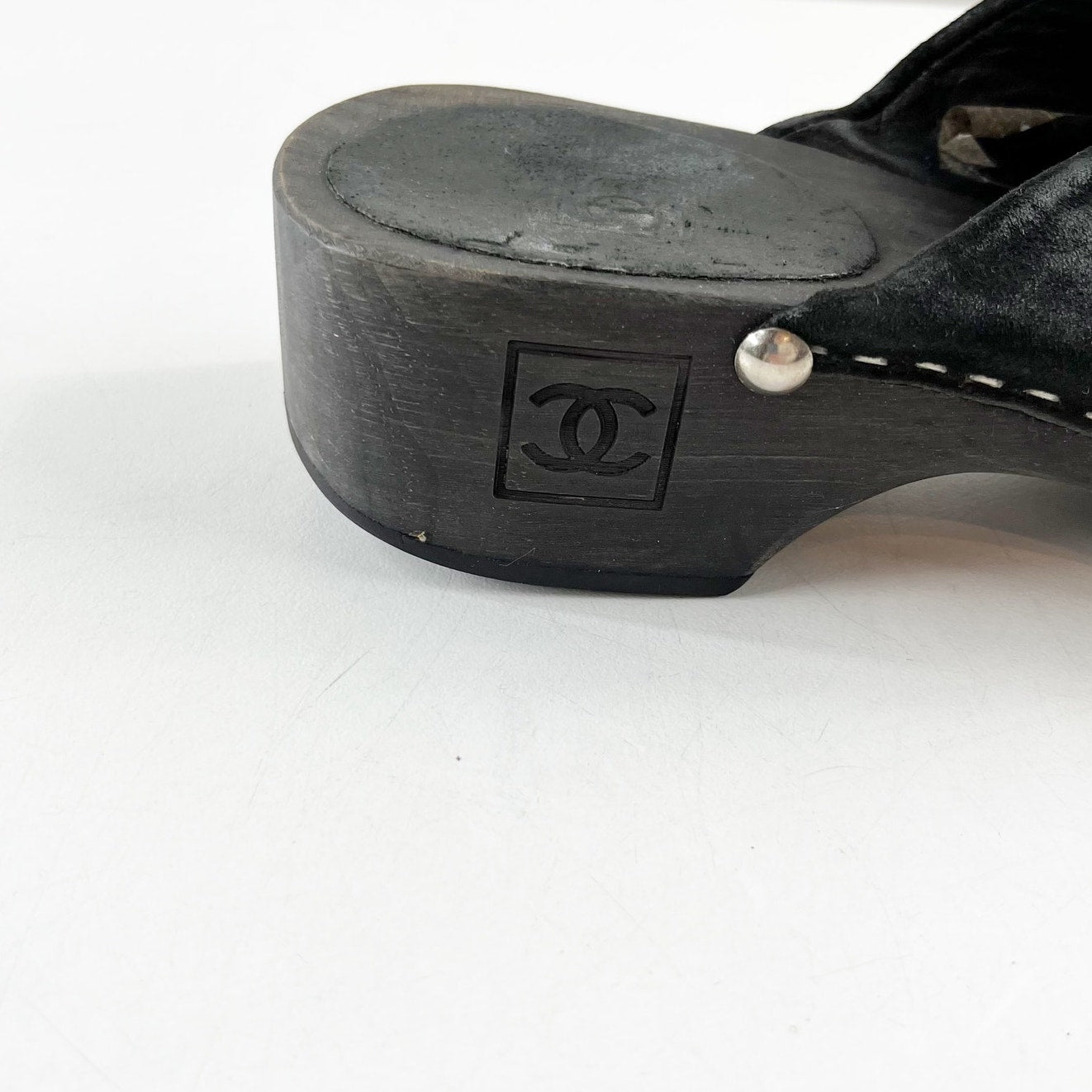 Chanel Sport Suede Interlocking CC Logo Slip On Round Toe Clog Mules Black 37