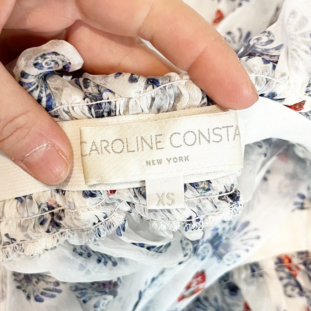 Caroline Constas Long Sleeve Off The Shoulder Blouse Shirt Top White XS