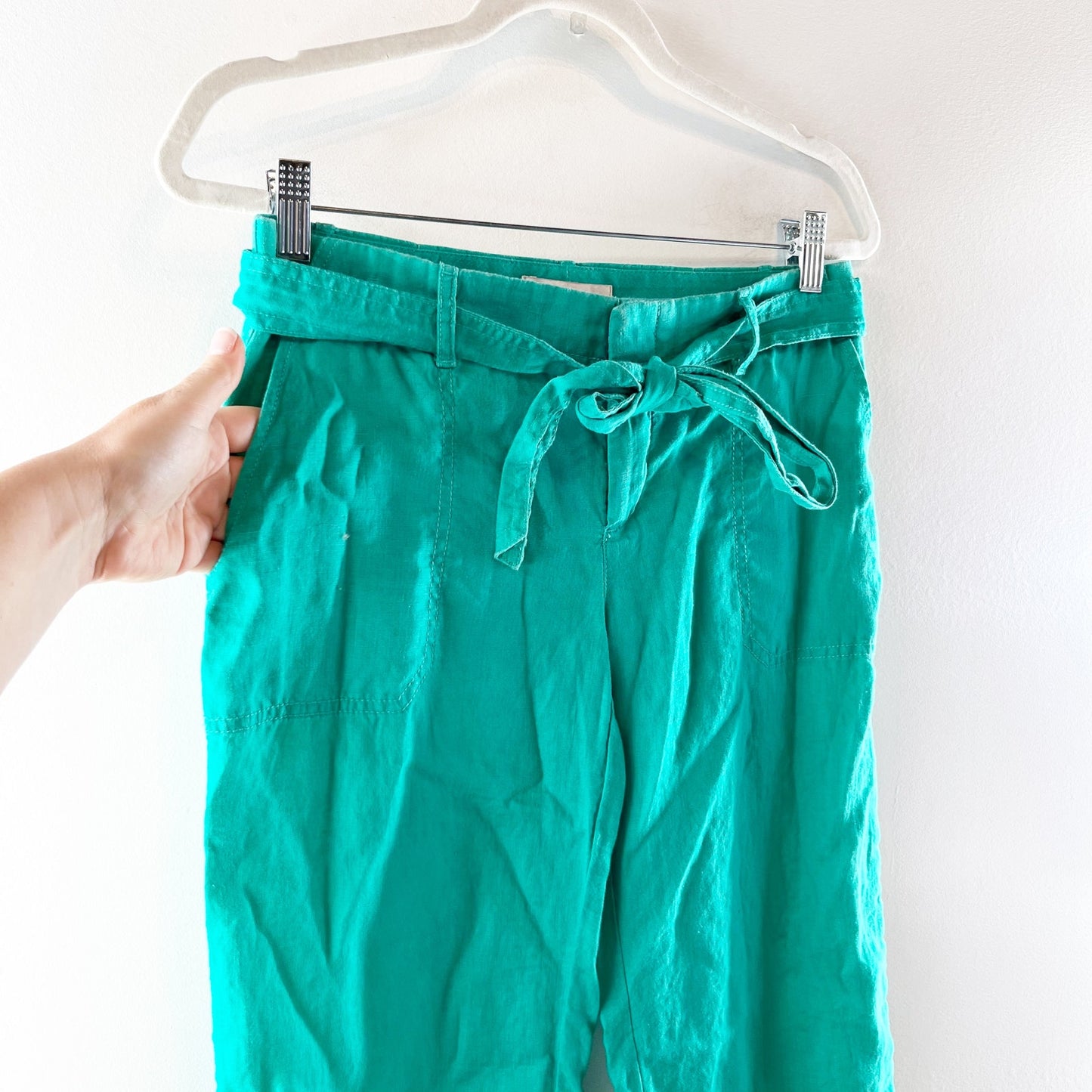 Banana Republic Low Rise Linen Beach Pants Palm Beach Turquoise Green