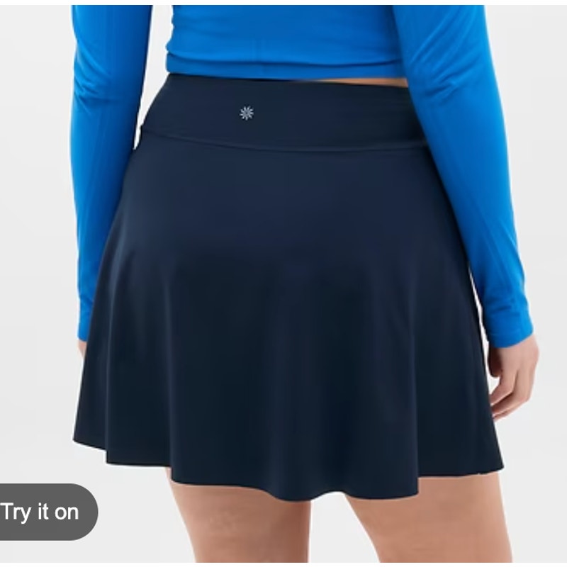 Athleta Ace High Rise A Line Tennis Mini Skirt 15.5" Navy Blue 1X