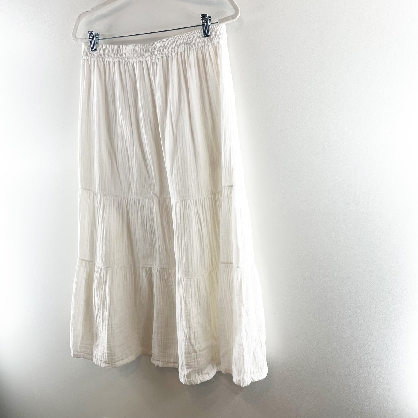 Faherty Dream Cotton Gauze Valentina Maxi Skirt White Large